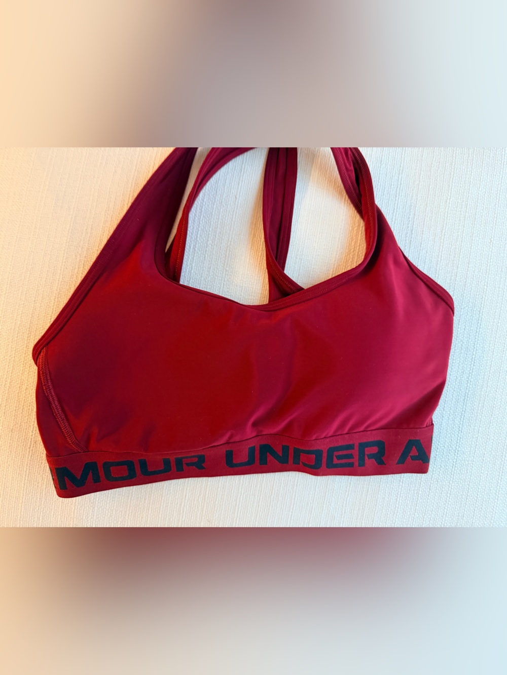 Under Armour Deep Red Medium-Impact Crossback Sports Bra